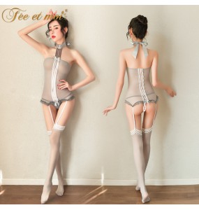FEE ET MOI Sexy Secretary Nightwear Dress With Stocking (Grey)
